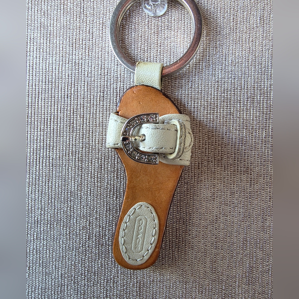 Coach Vintage Rare White Sandal Keychain With Rhinestone Buckle - Picture 3 of 8